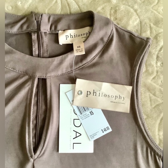 PHILOSOPHY WOMEN’S SLEEVELESS HALTER TOP  - SANDWASH COLOR - SIZE XS - Picture 6 of 7